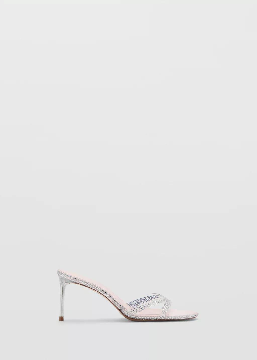 Silverheeled Sandals With Rhinestone Straps, Silver, large image number 3