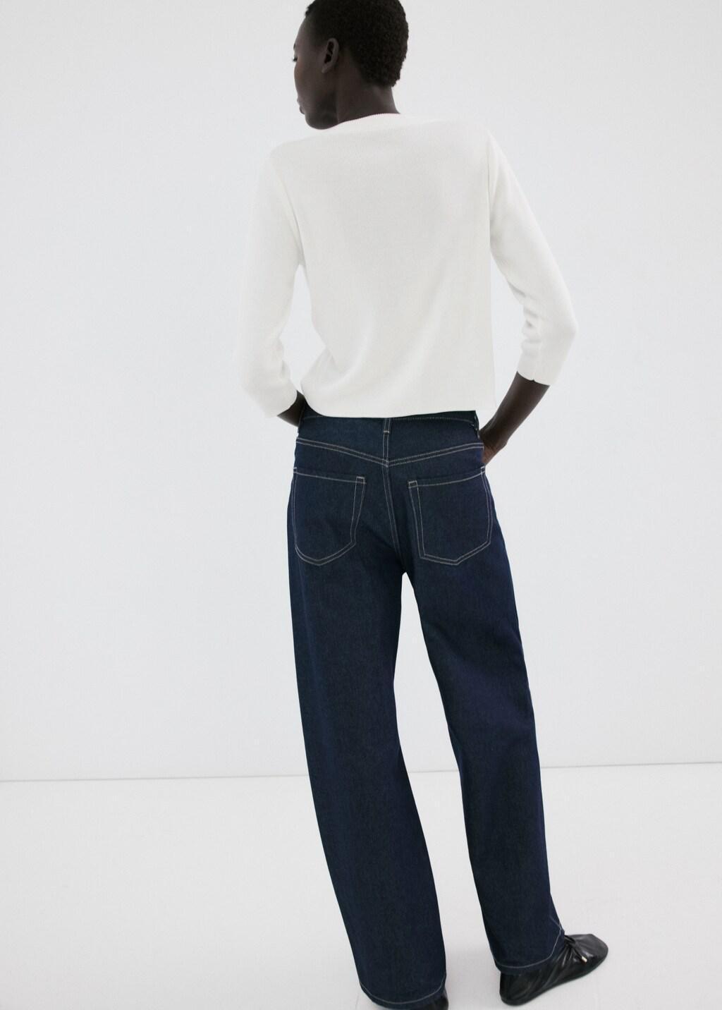 Beige Knitted Cardigan With Jewel Button, 0201_05, large image number 2