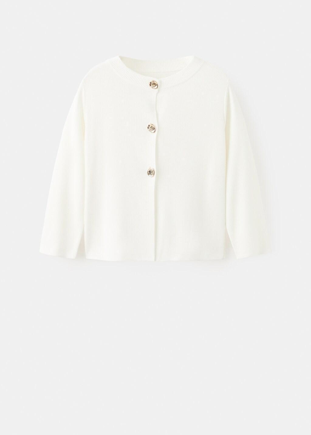 Beige Knitted Cardigan With Jewel Button, 0201_05, large image number 7