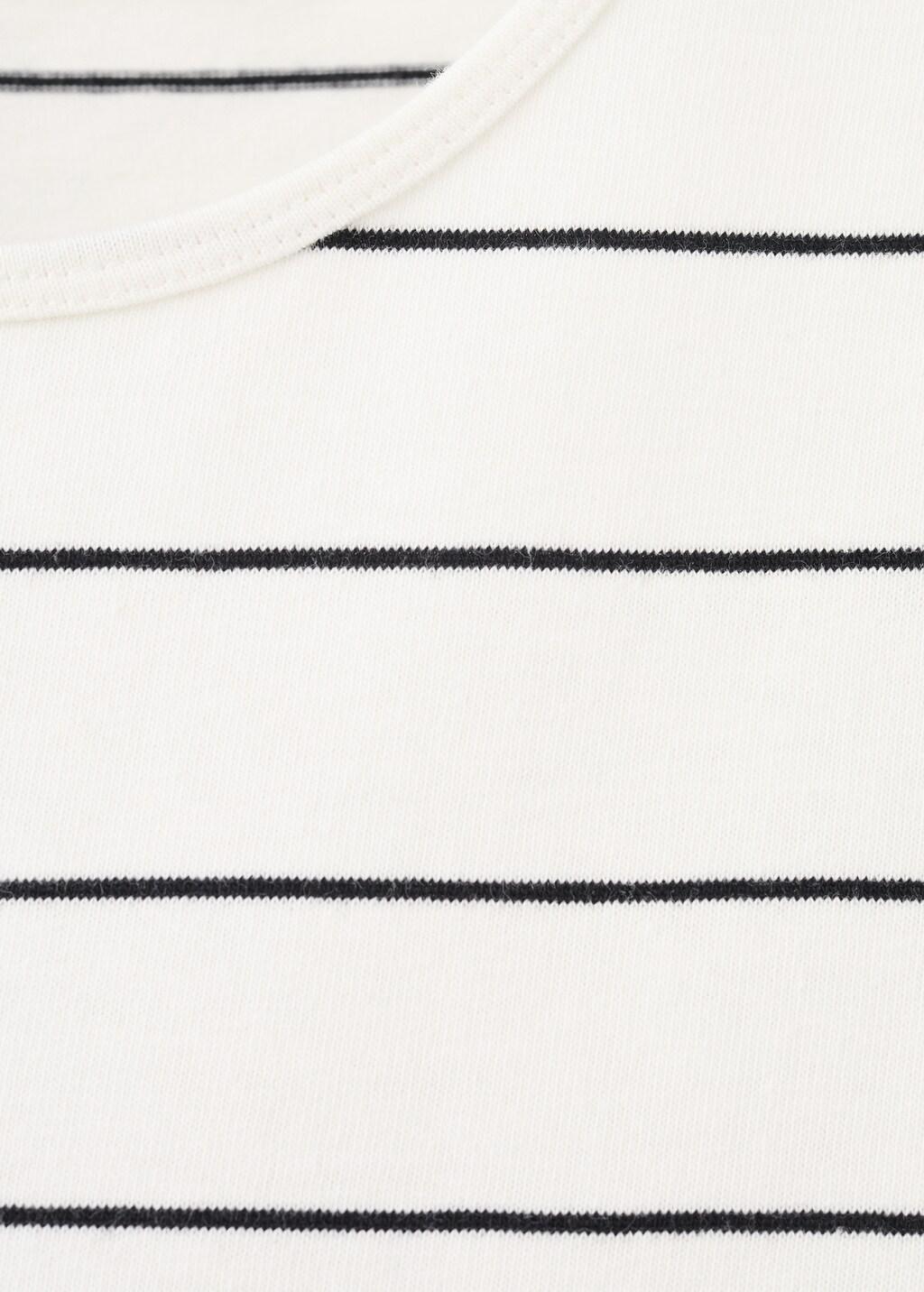 Cream Striped Cotton T-Shirt, 0201_02, large image number 1