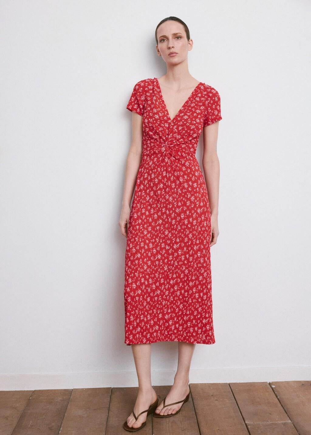 Red Printed Midi-Dress, Red, large image number 0
