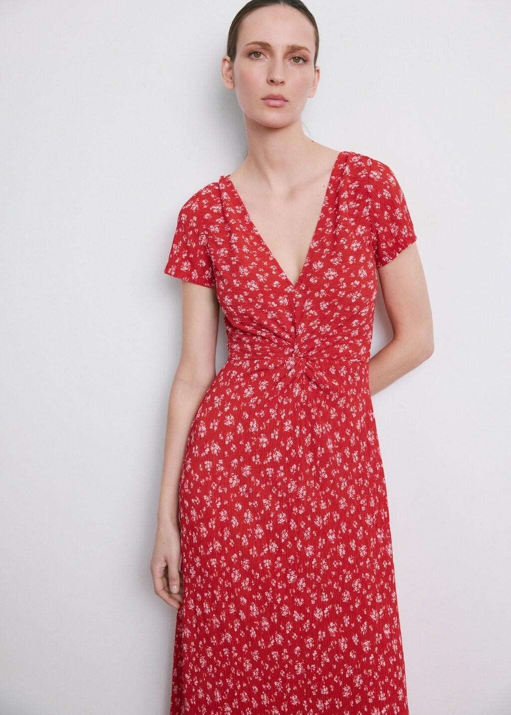 Red Printed Midi-Dress, Red, large image number 3