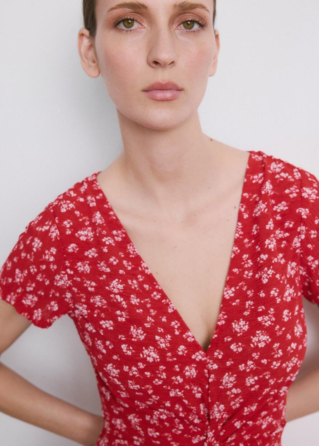 Red Printed Midi-Dress, Red, large image number 4