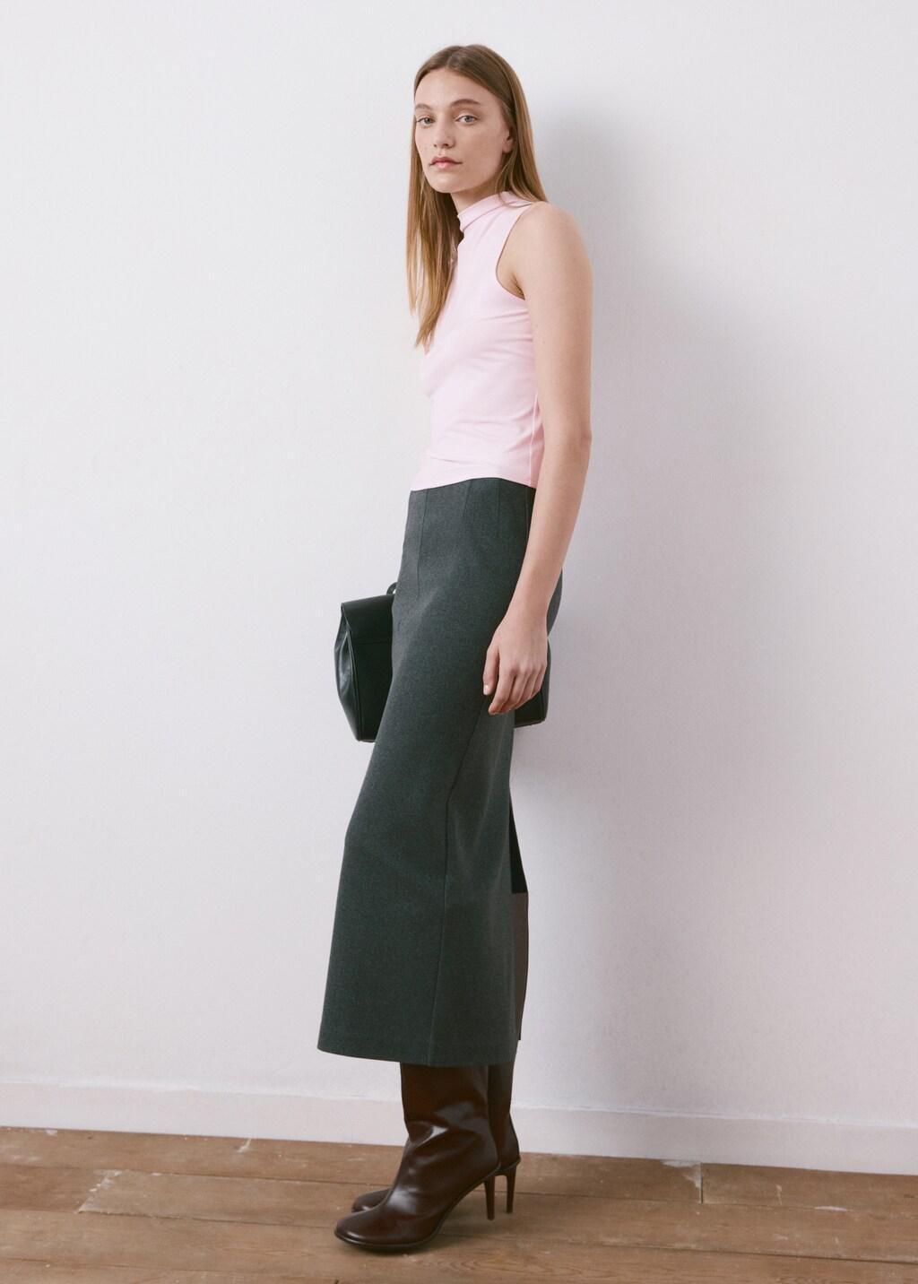 Pink Fitted Top With A Mock Neck, Light-Pastel Pink, large image number 0