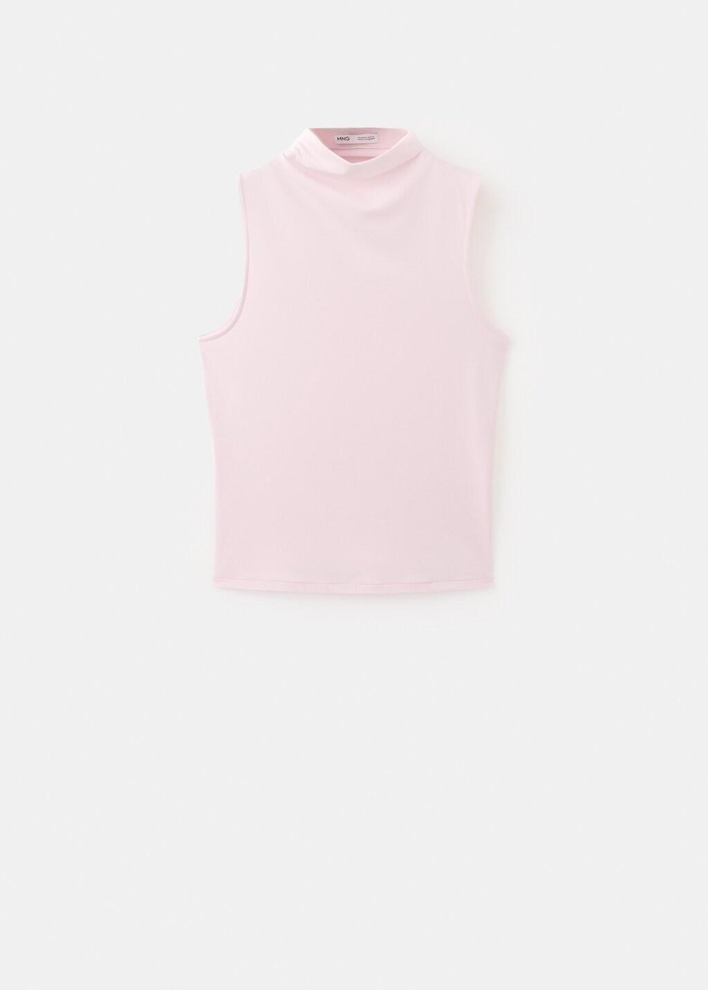 Pink Fitted Top With A Mock Neck, Light-Pastel Pink, large image number 7
