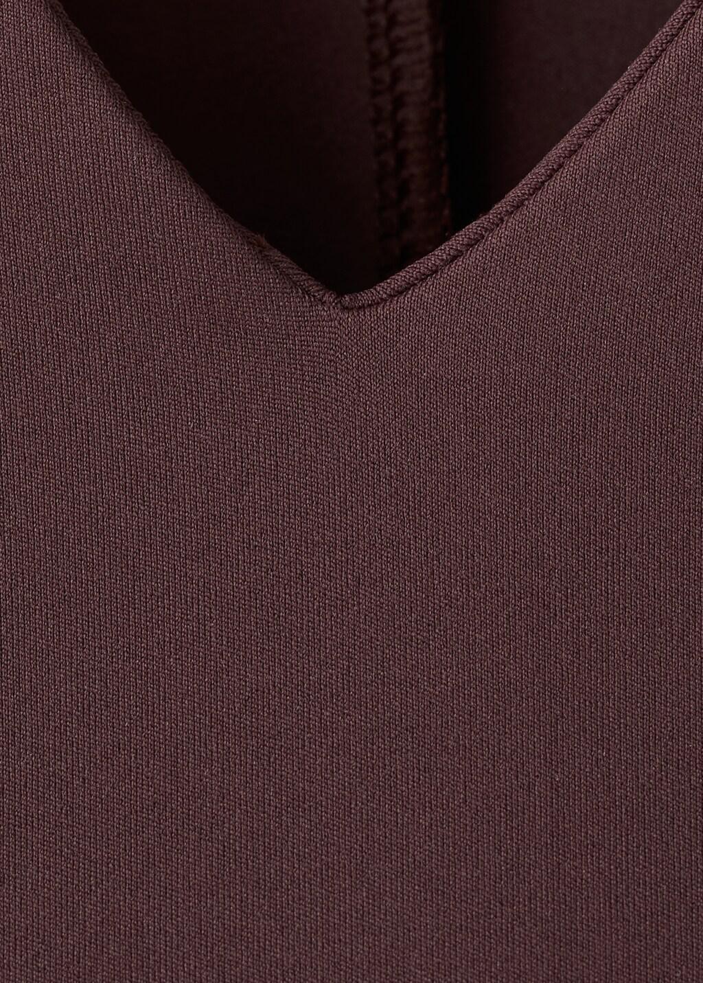 Red Fitted V-Neck Dress, Dark Red, large image number 1