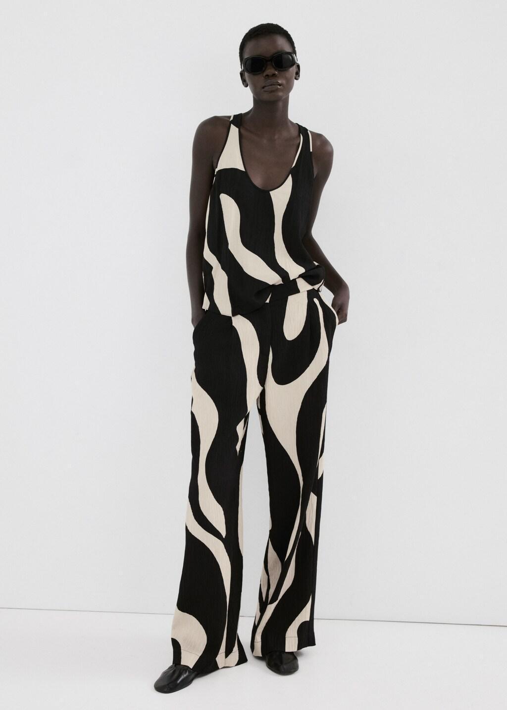 Black Printed Crop Top, 0201_99, medium