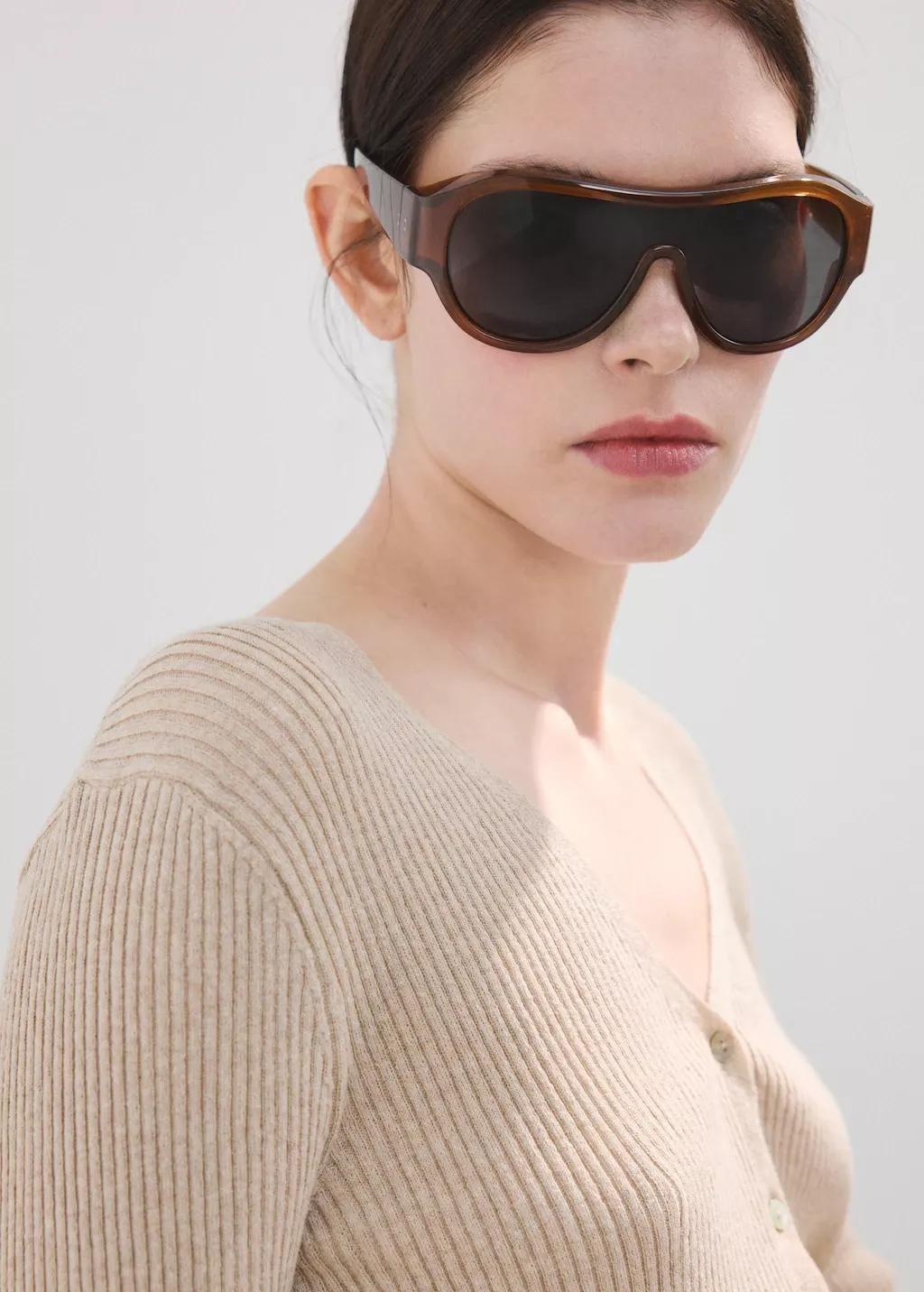 Brown Lt Pastel Ruffle Knit Cardigan, Light Pastel Brown, large image number 4