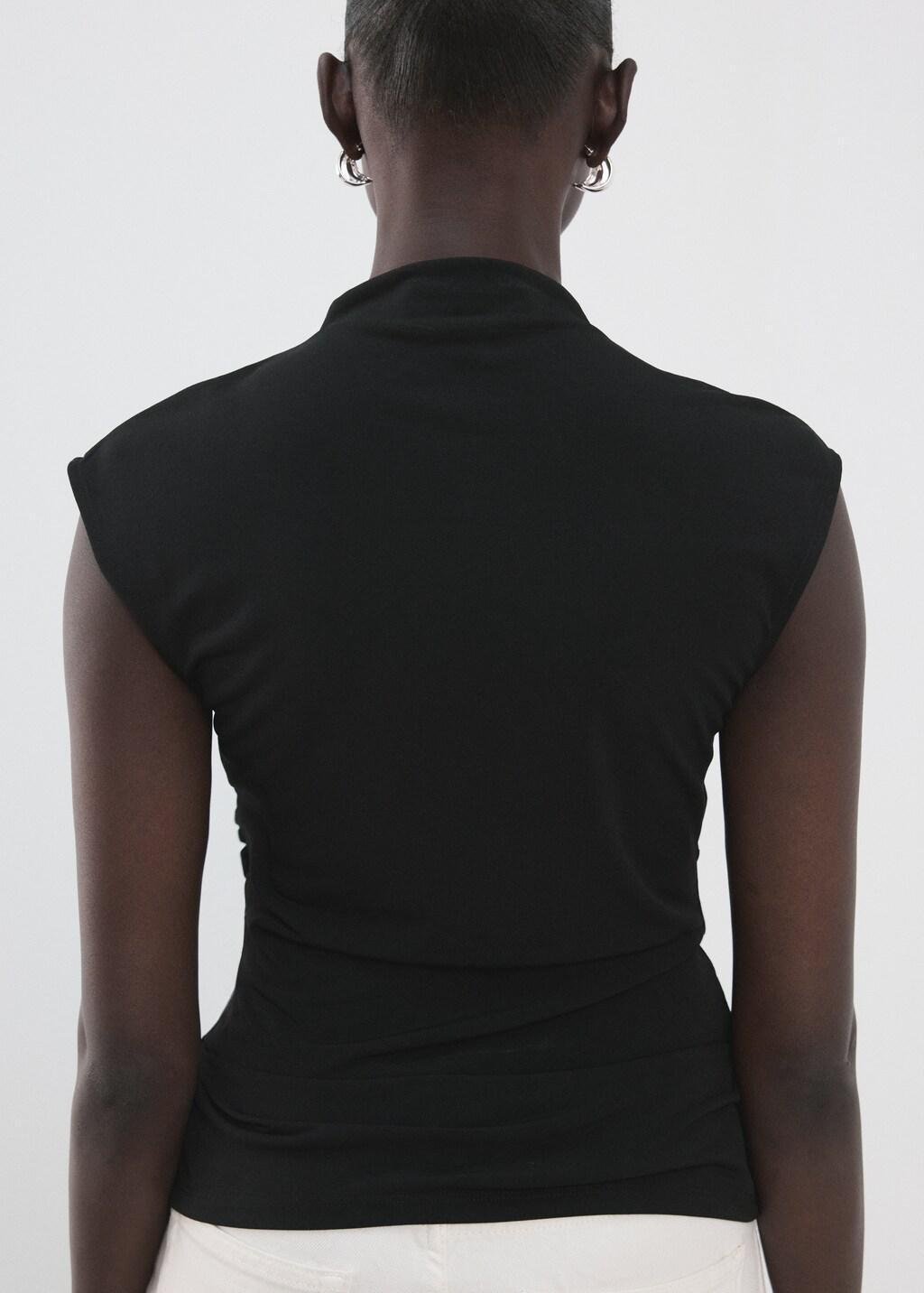 Black Ruched Detail Top, Black, large image number 2