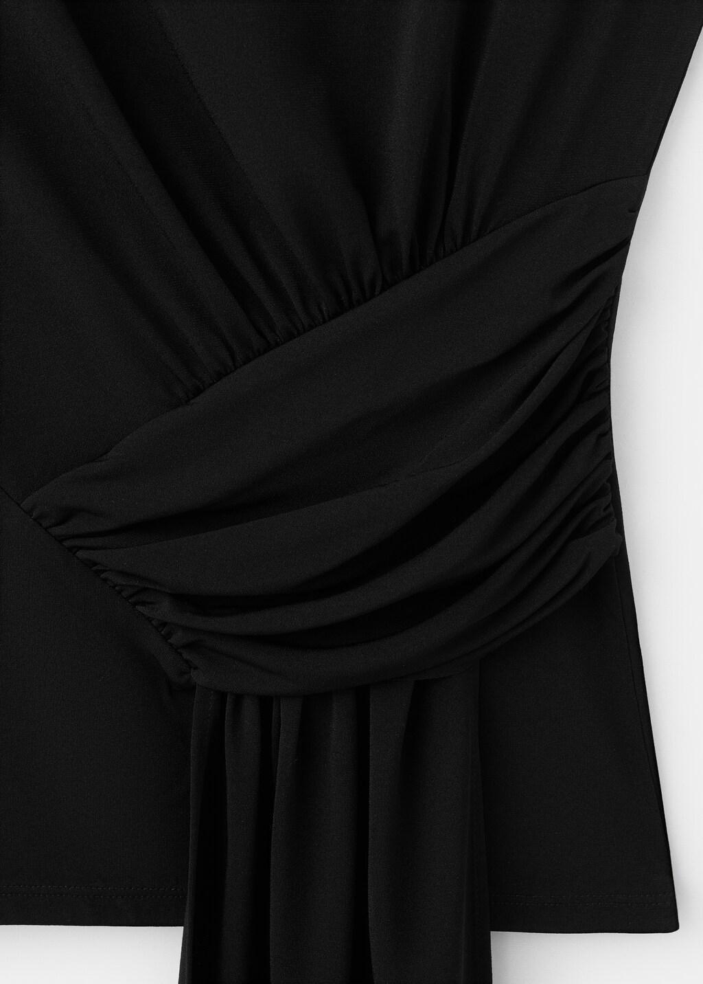 Black Ruched Detail Top, Black, large image number 4
