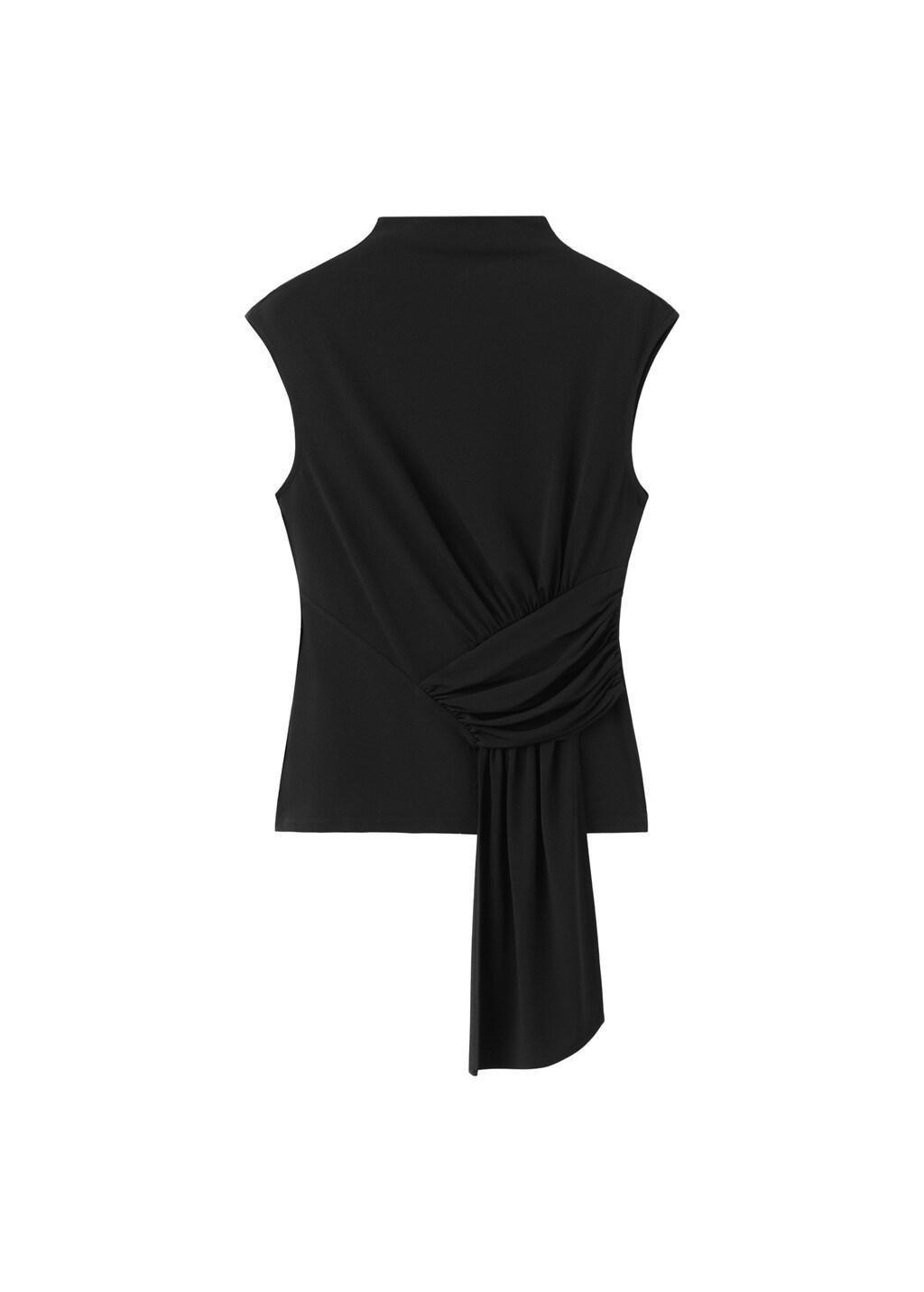 Black Ruched Detail Top, Black, large image number 6