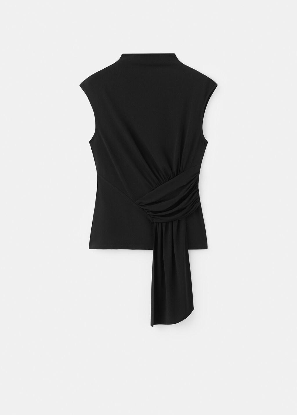 Black Ruched Detail Top, Black, large image number 7