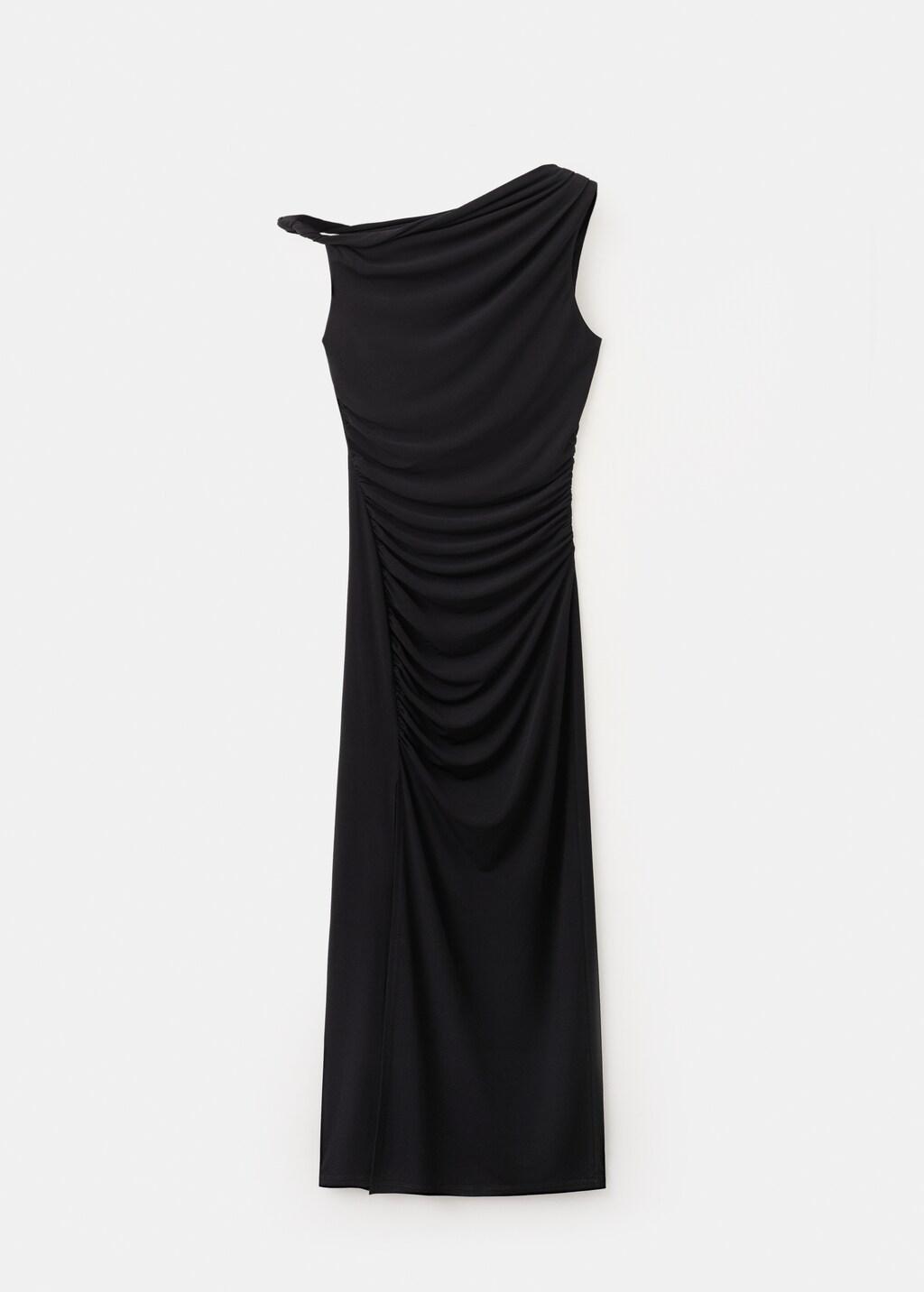 Black Asymmetrical Dress With Side Slit, 0201_99, large image number 7