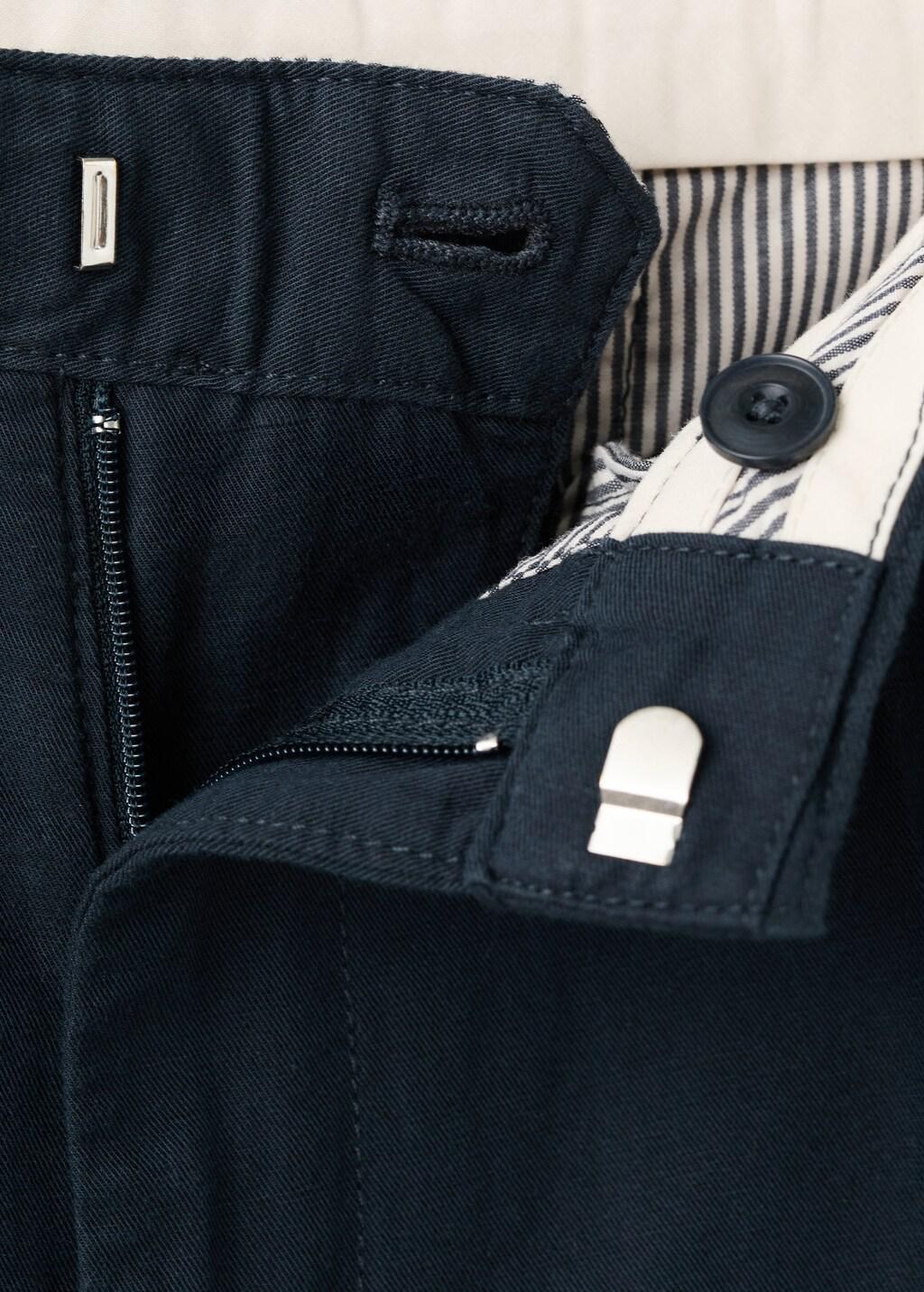 Navy Slim-Fit Cotton Linen Trousers, Navy, large image number 1