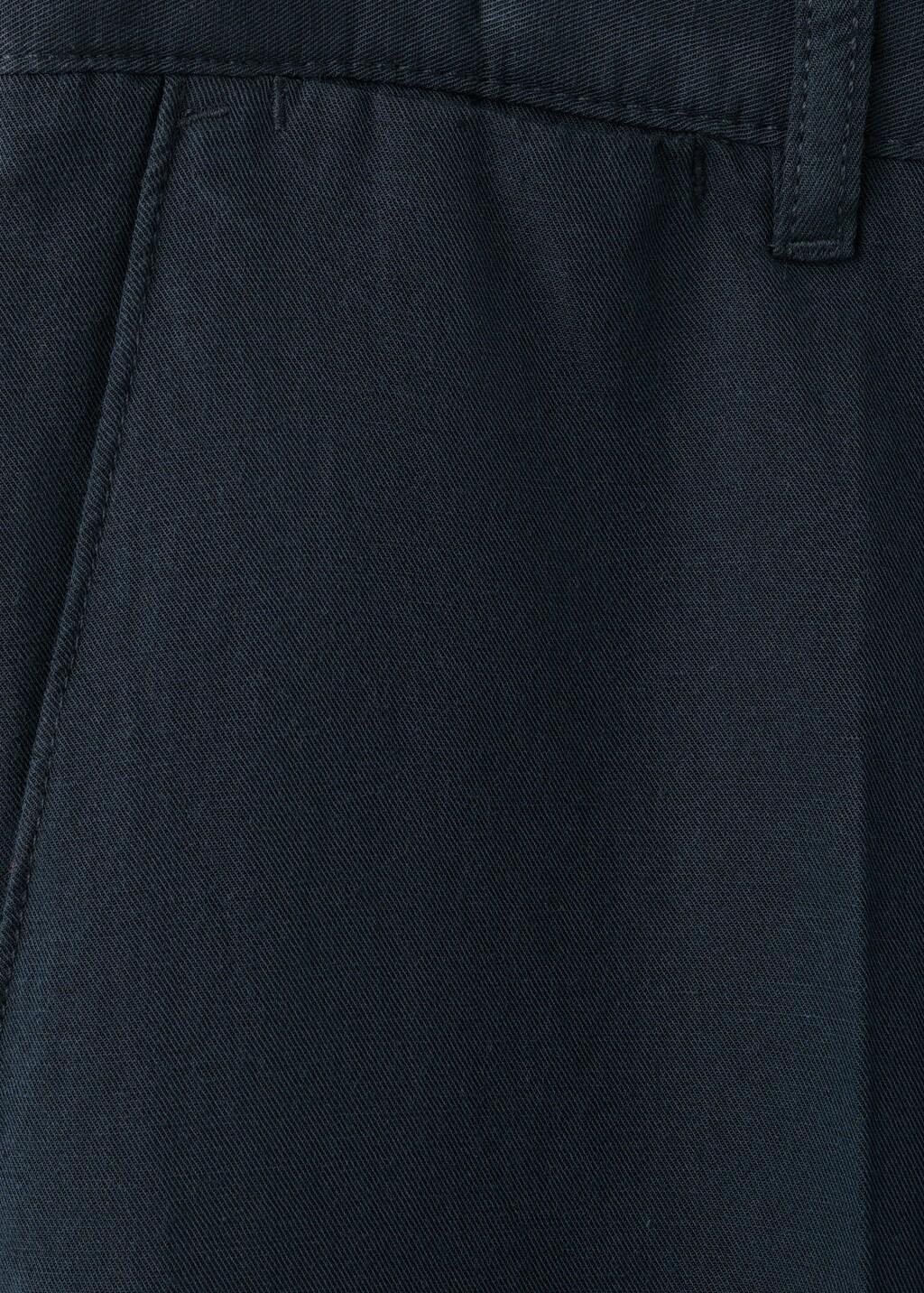 Navy Slim-Fit Cotton Linen Trousers, Navy, large image number 5