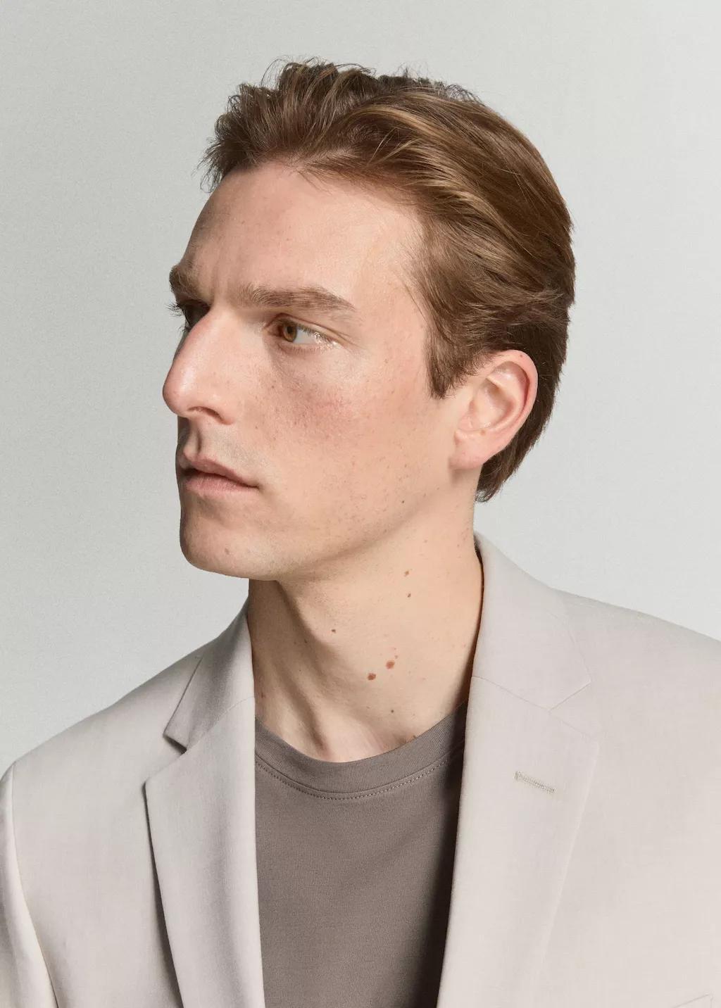 Beige Super Slim-Fit Suit Jacket In Stretch Fabric, Light Beige, large image number 4