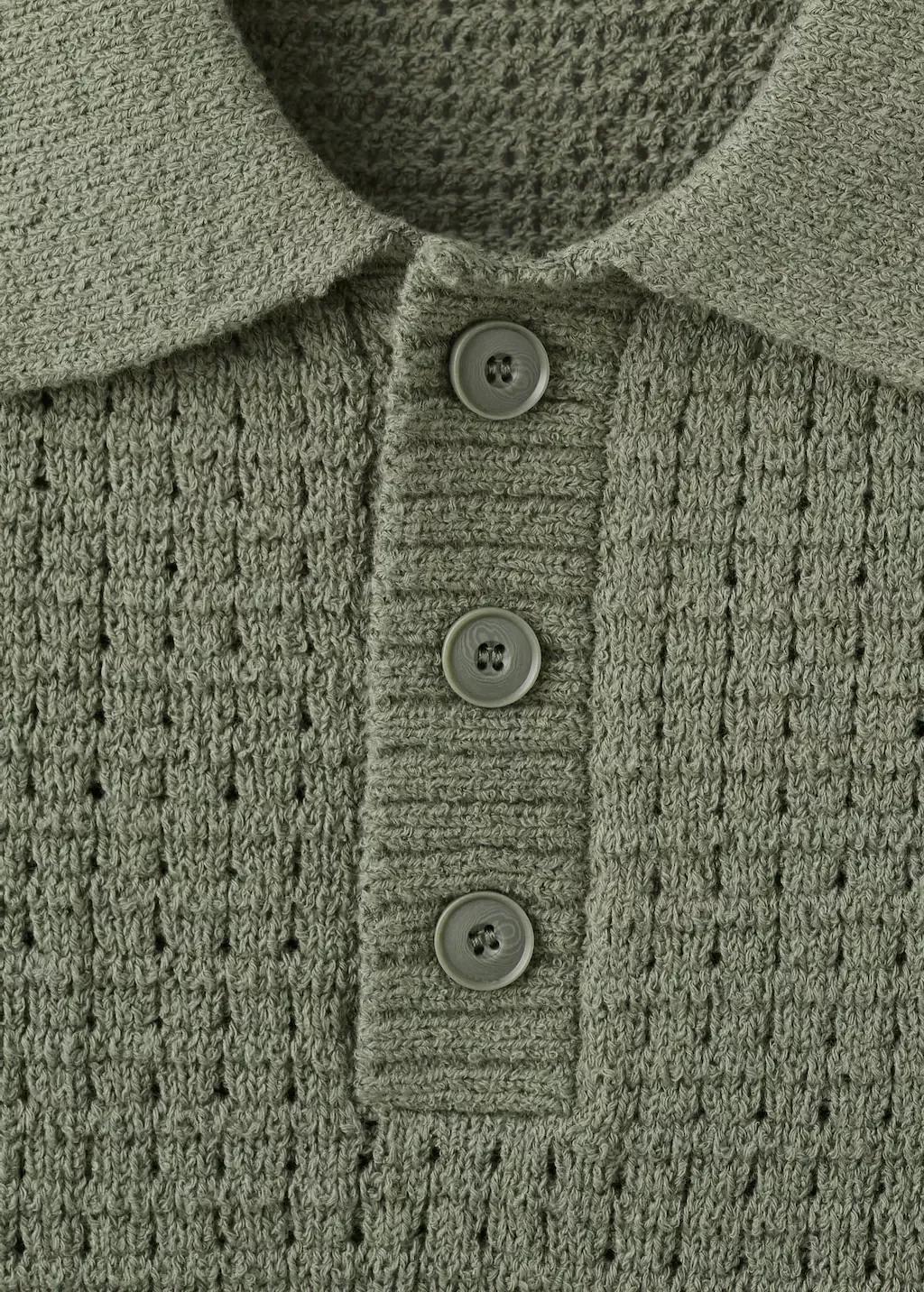 Green Waffle Knit Polo, 0201_48, large image number 1