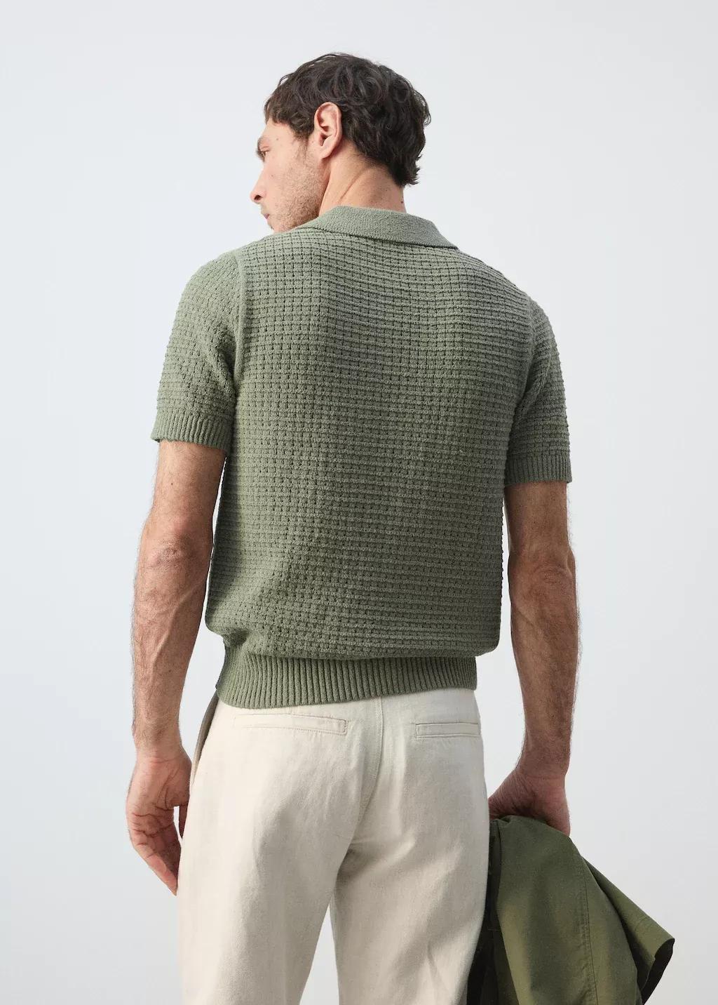 Green Waffle Knit Polo, 0201_48, large image number 2