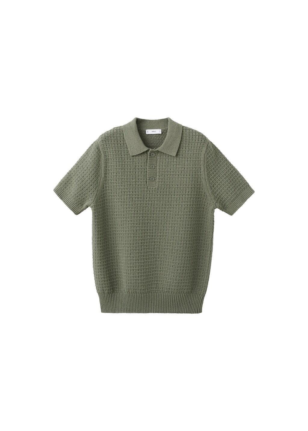 Green Waffle Knit Polo, 0201_48, large image number 8