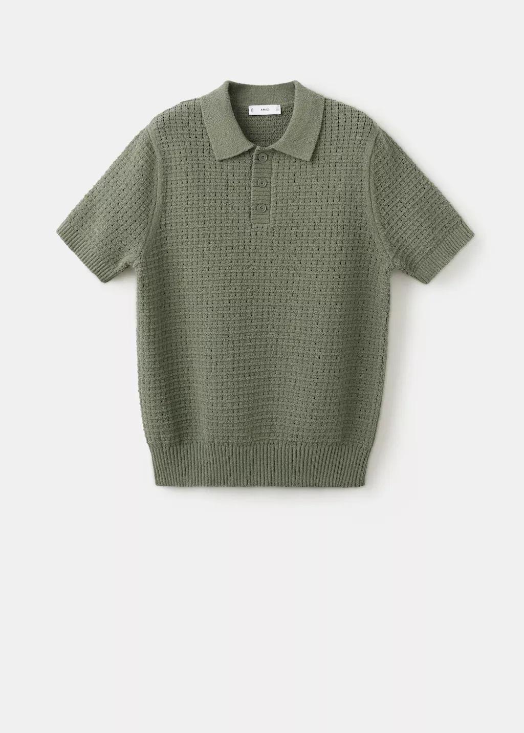 Green Waffle Knit Polo, 0201_48, large image number 9