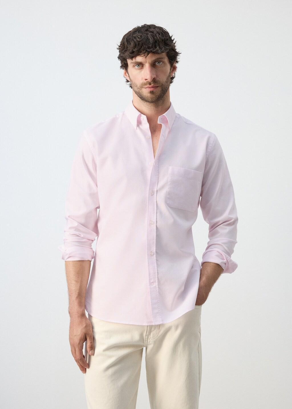 Pink Lt Pastel 100% Cotton Oxford Shirt, Regular Fit, Light-Pastel Pink, large image number 3