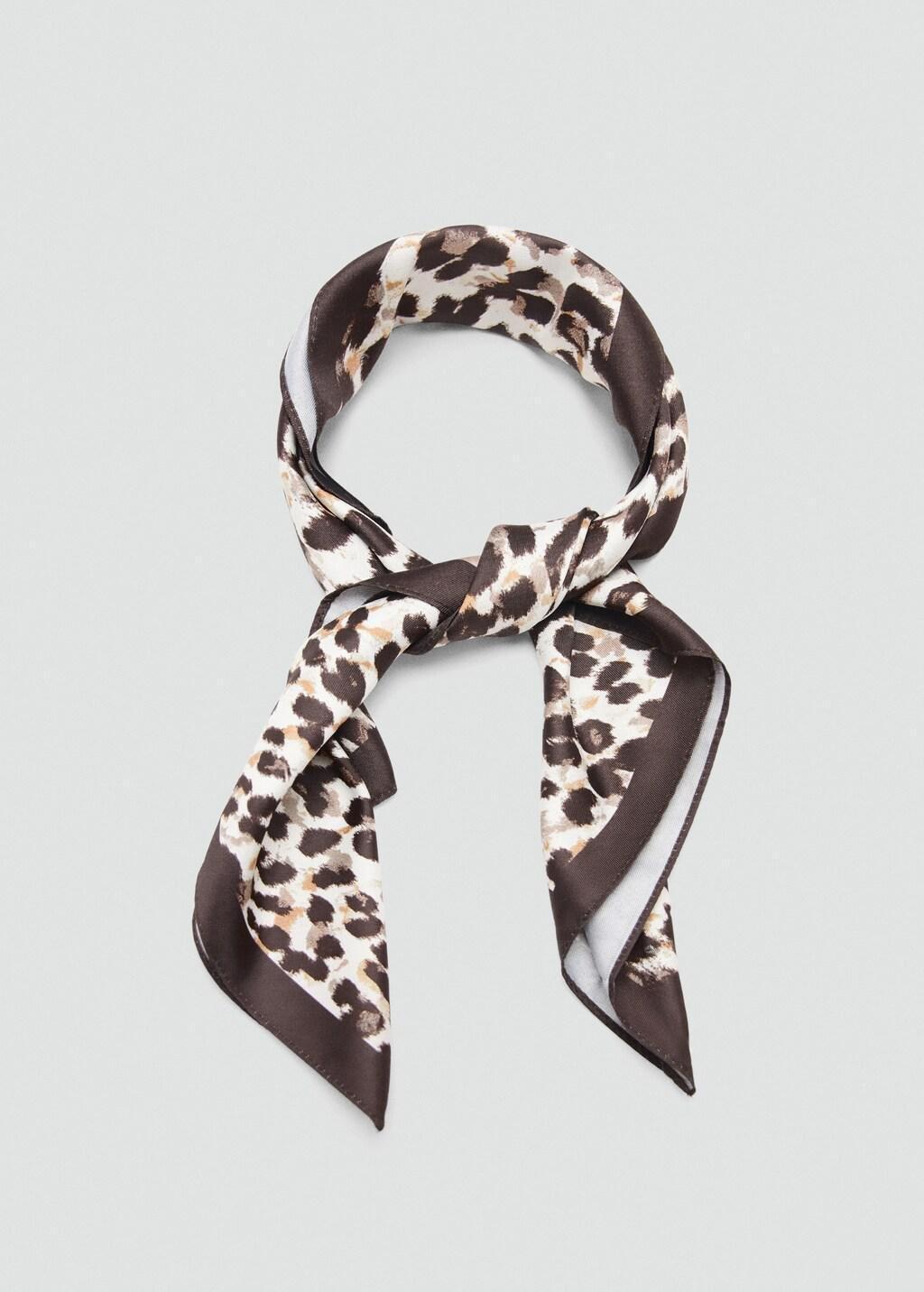 Beige Animal Print Scarf, Light Beige, large image number 1