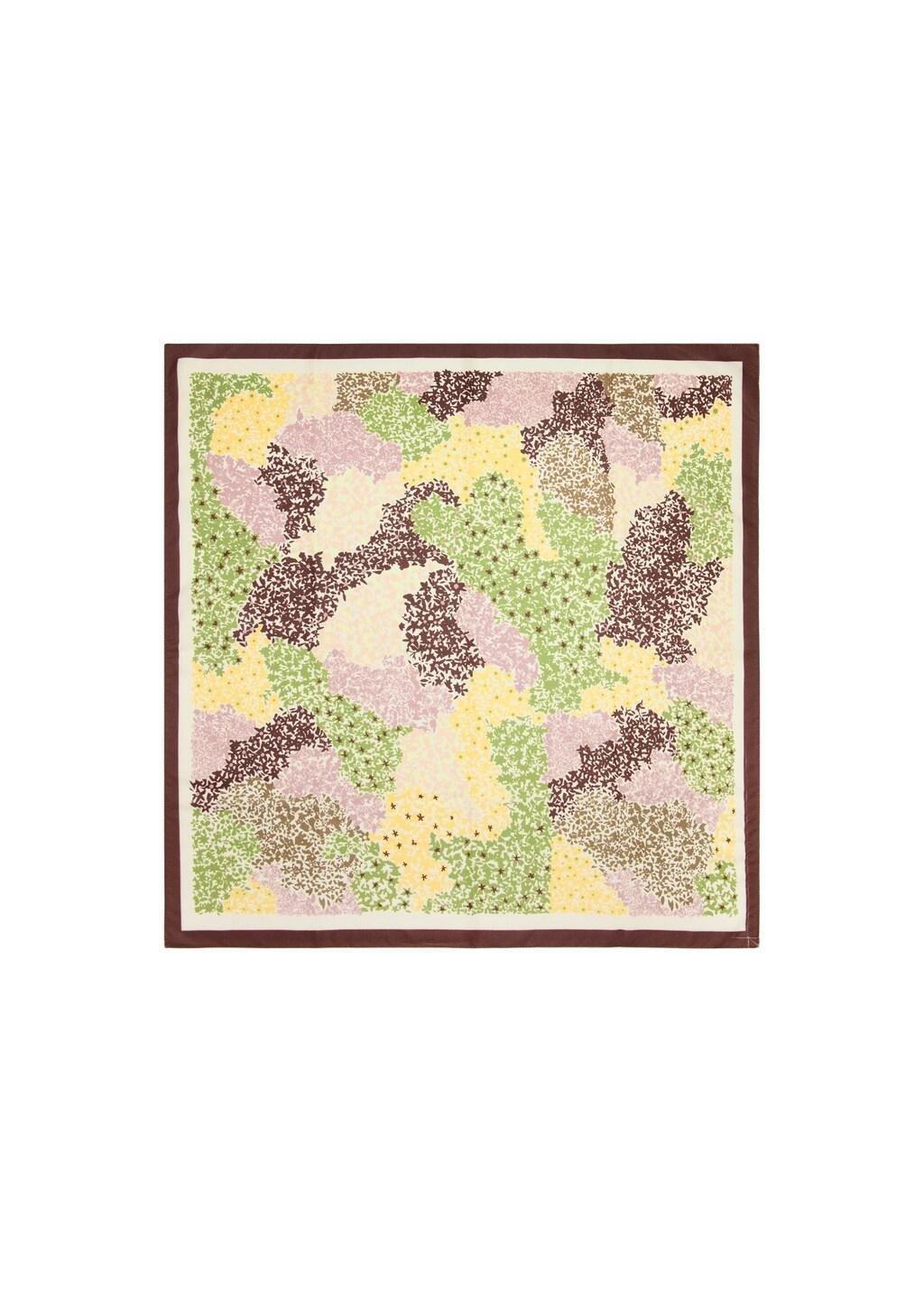 Red Floral Print Scarf, Dark Red, large image number 2