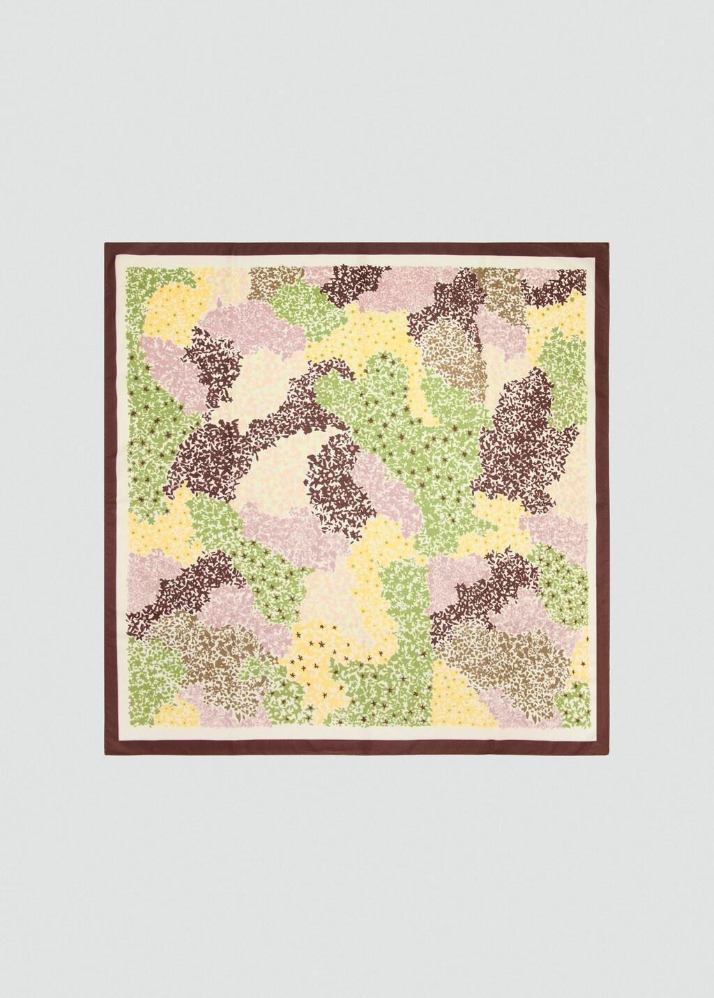 Red Floral Print Scarf, Dark Red, large image number 3