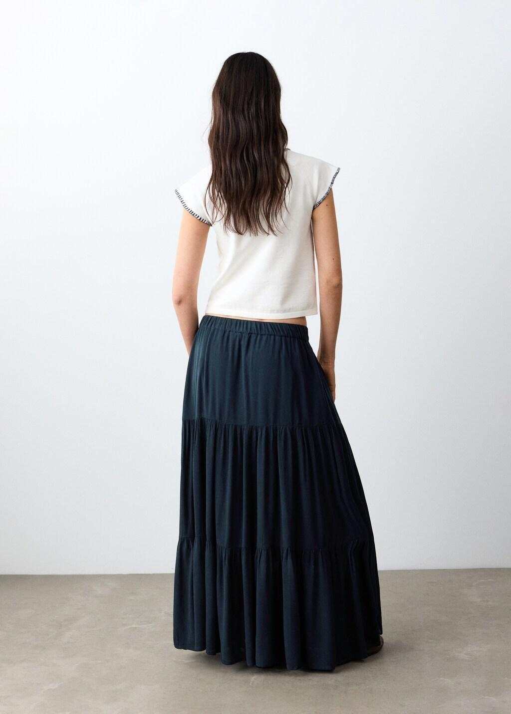 Navy Flowy Panel Skirt, Kids Girls, 0201_56, large image number 2
