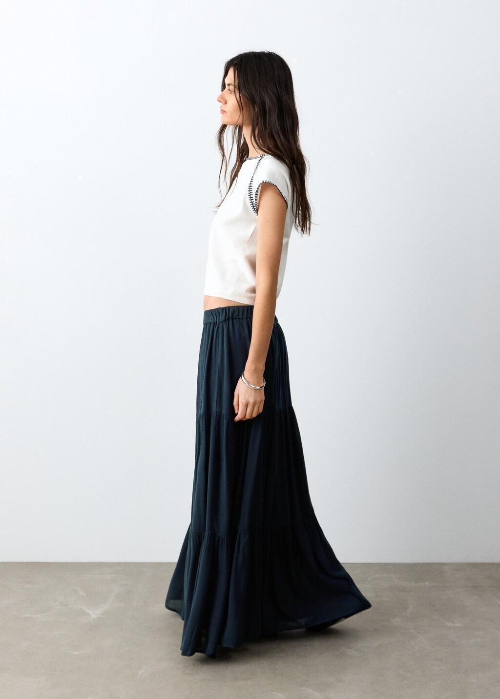 Navy Flowy Panel Skirt, Kids Girls, 0201_56, large image number 3