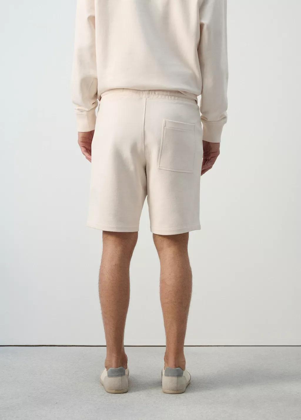 Beige Cotton Jogger Bermuda Shorts, Light Beige, medium