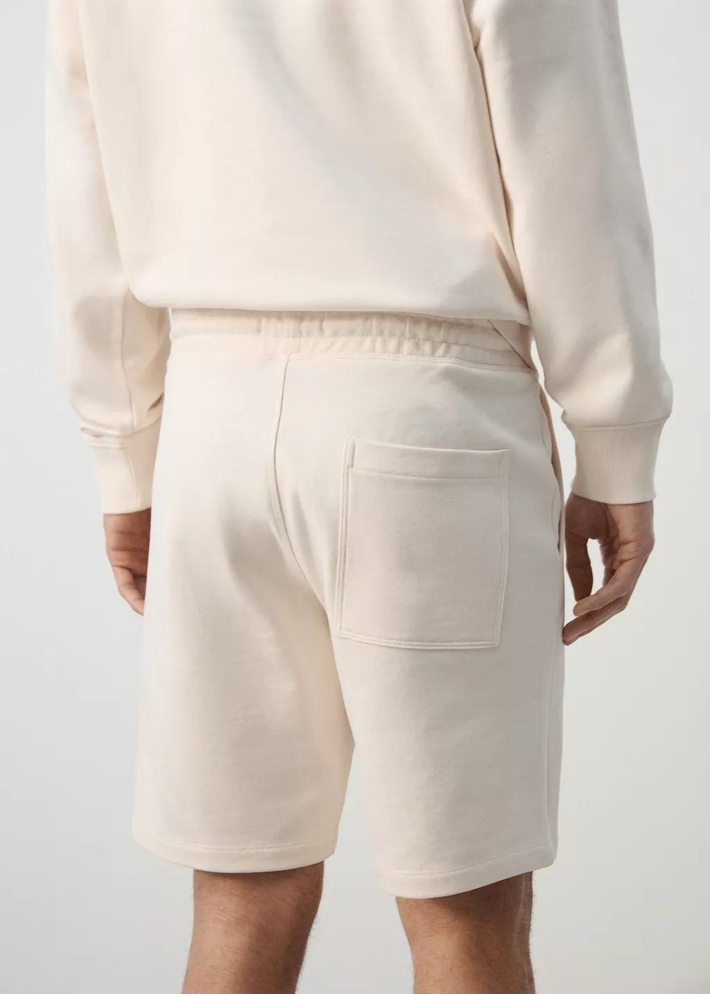 Beige Cotton Jogger Bermuda Shorts, Light Beige, large image number 6