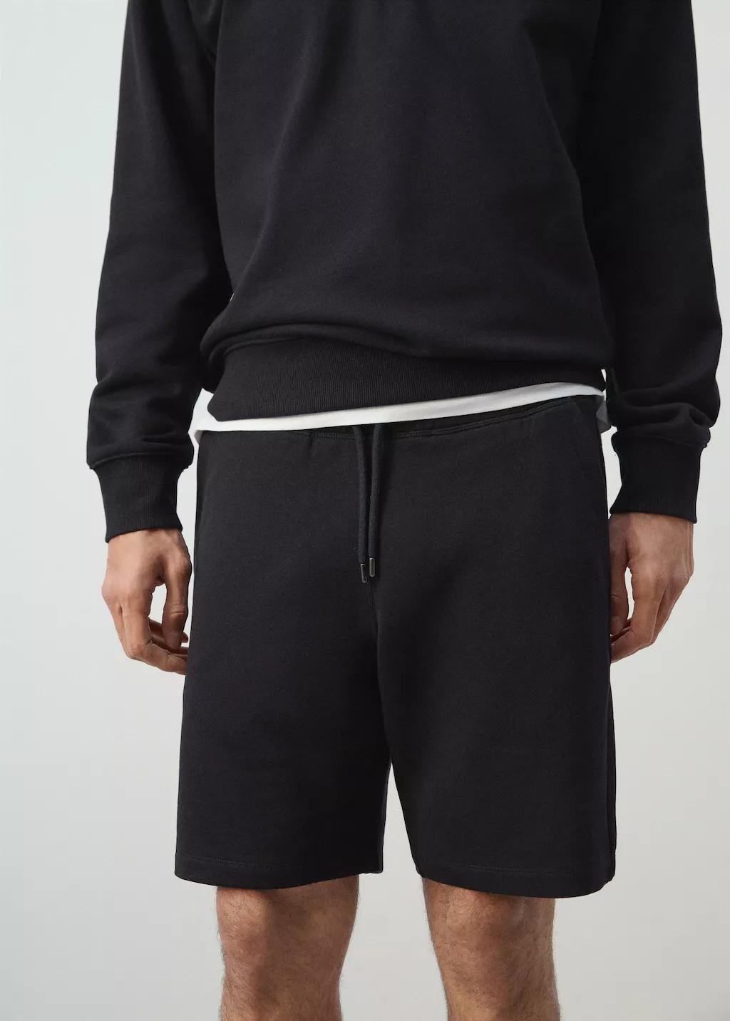 Navy - Cotton Jogger Bermuda Shorts, Navy, large image number 4