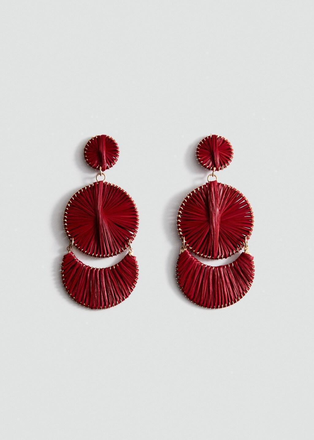 Red Long Earrings With Circular Design, 0201_70, large image number 4