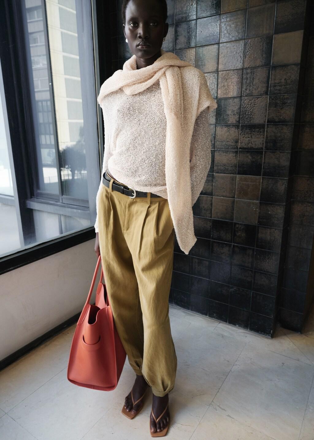 Khaki Lyocell Harem Trousers, 0201_37, large image number 0