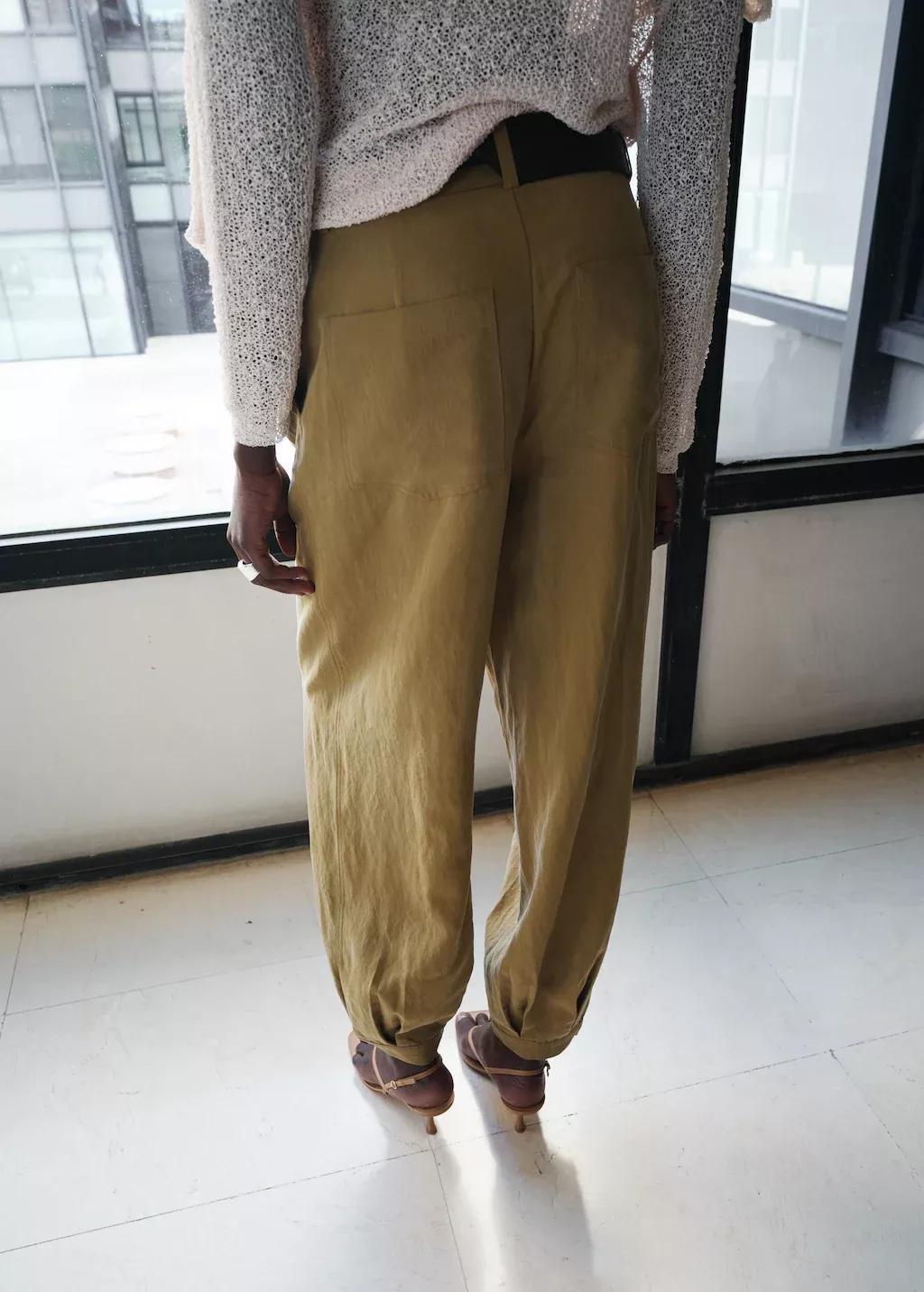 Khaki Lyocell Harem Trousers, 0201_37, large image number 2