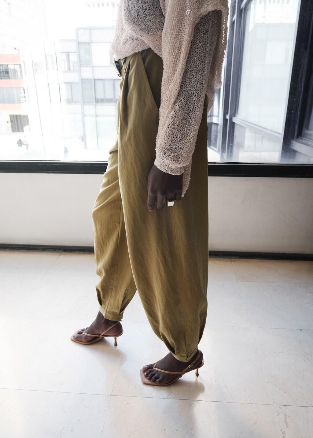 Khaki Lyocell Harem Trousers, 0201_37, large image number 3
