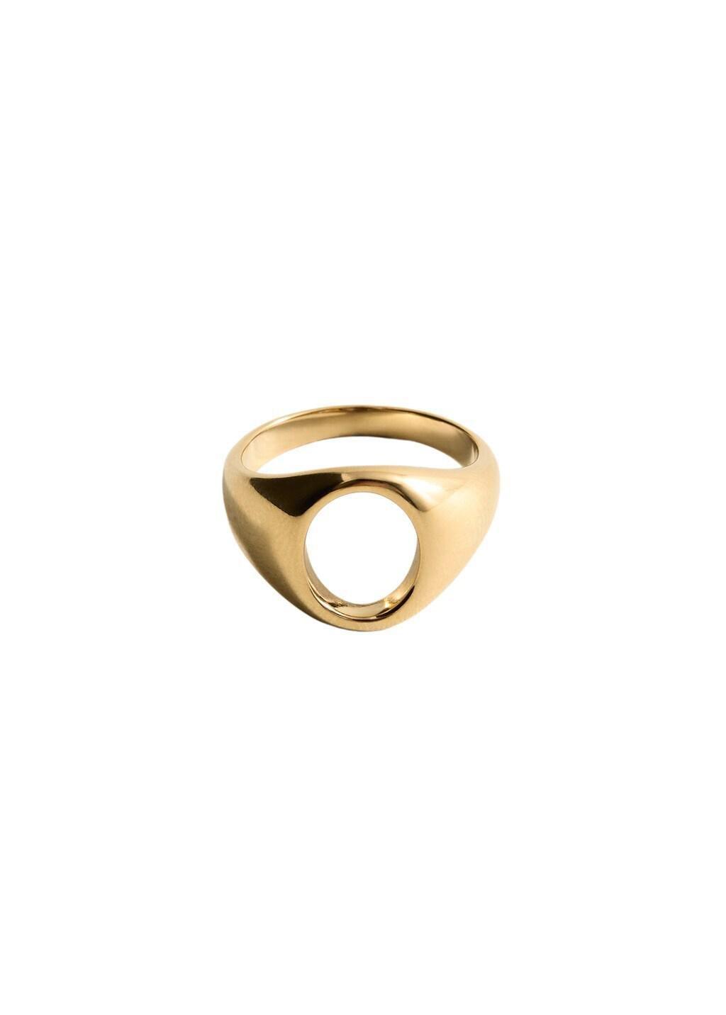 Gold Stainless Steel Signet Ring, Gold, large image number 2