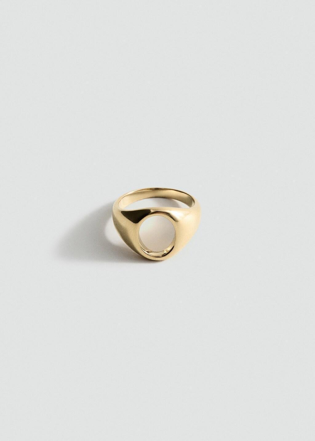 Gold Stainless Steel Signet Ring, Gold, large image number 3