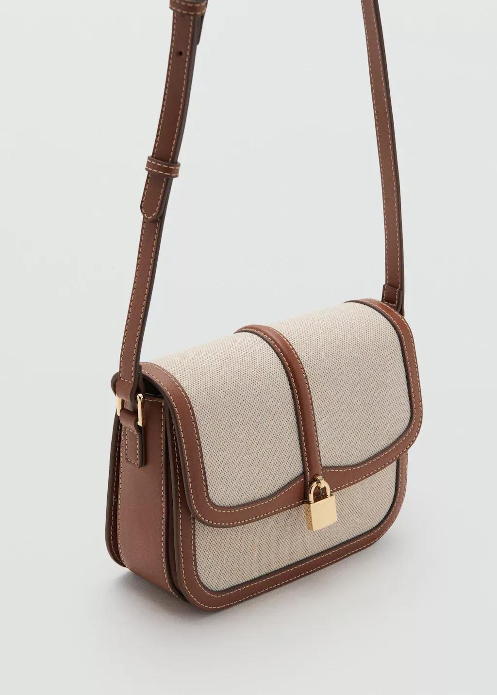 Brown Contrasting Canvas Shoulder Bag, Medium Brown, medium