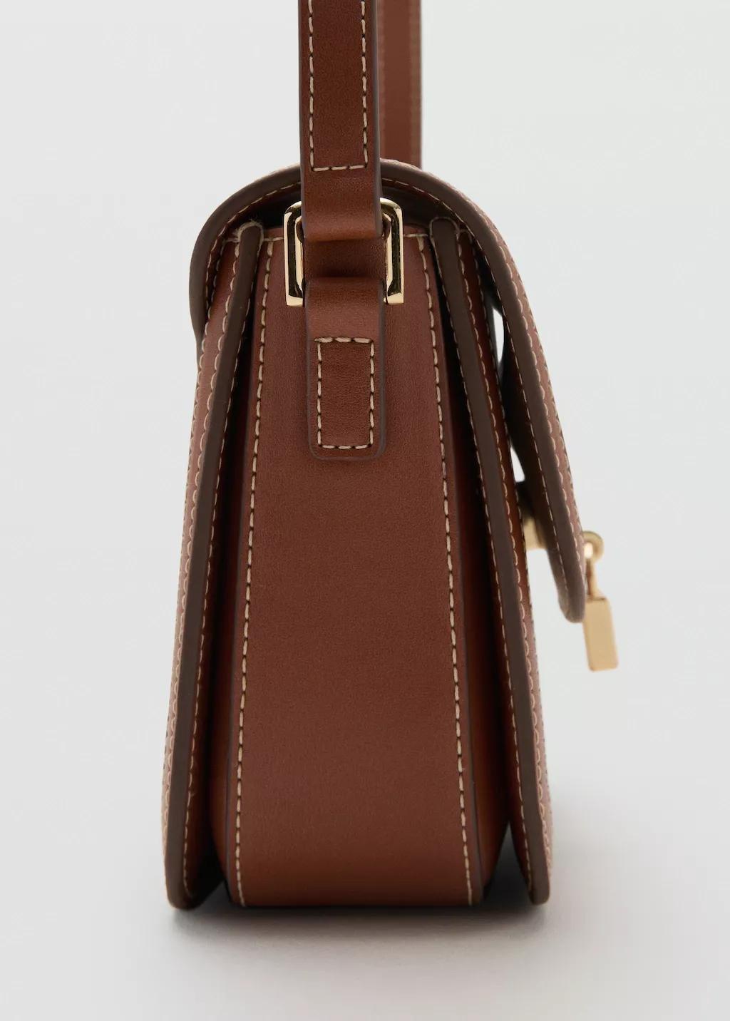 Brown Contrasting Canvas Shoulder Bag, Medium Brown, medium