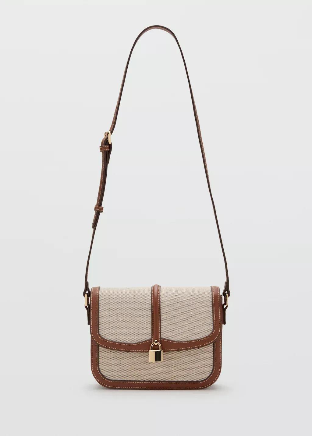 Brown Contrasting Canvas Shoulder Bag, Medium Brown, large image number 3