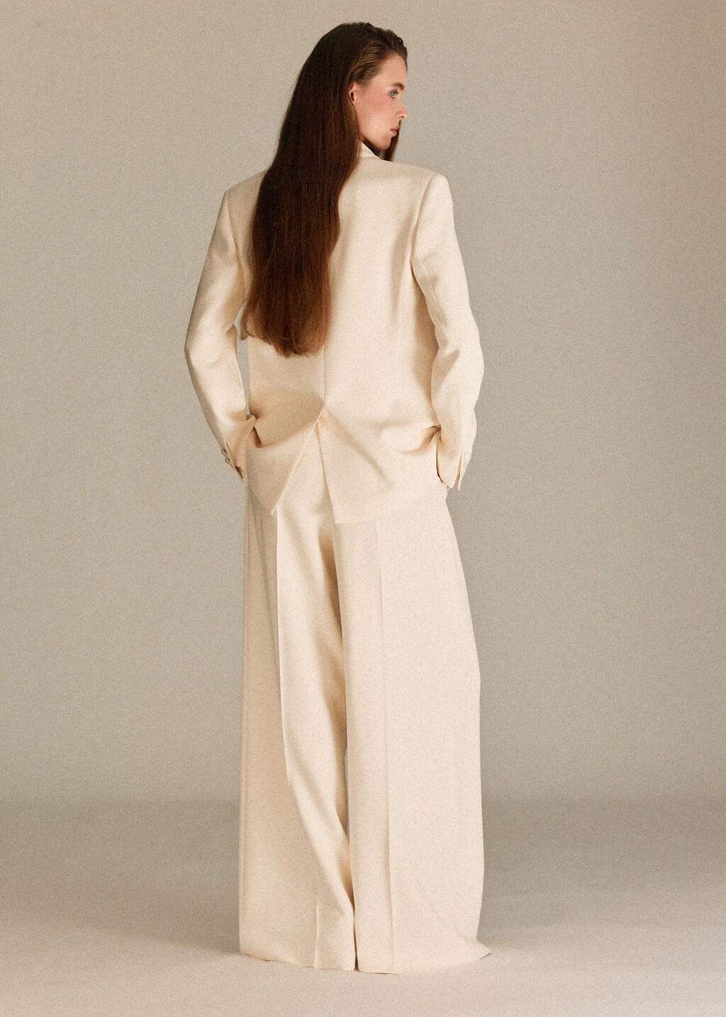 Beige Blazer Stitched Lapels, Light Beige, large image number 2