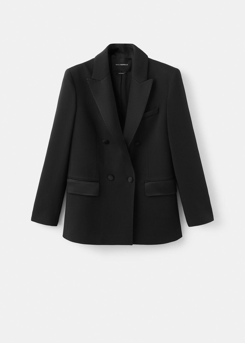 Black Blazer Stitched Lapels, Black, large image number 6