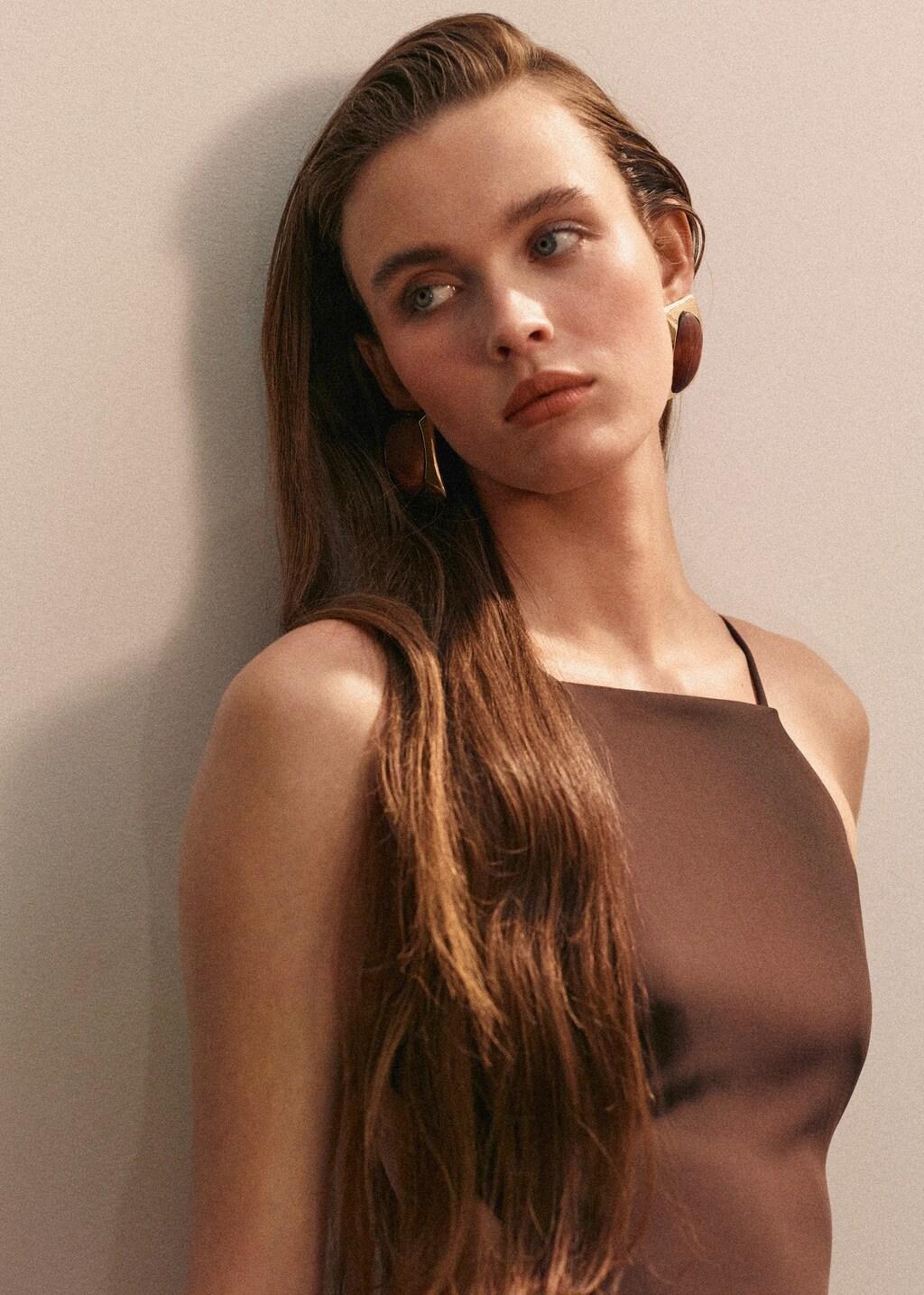 Brown Long Dress With Open Back, Dark Brown, large image number 4