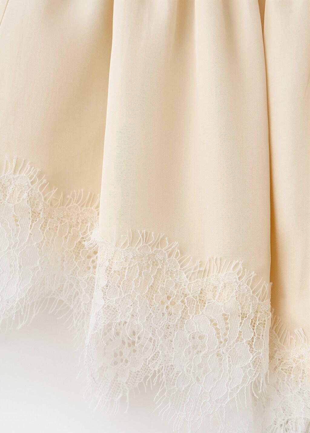 Beige Satin Lace Shorts, Light Beige, large image number 1