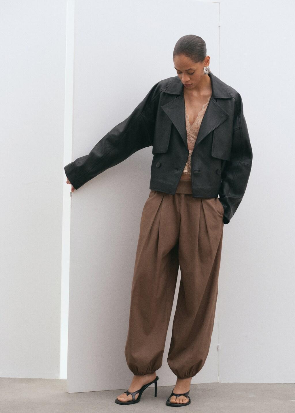 Brown High-Waisted Harem Pants, Medium Brown, large image number 0