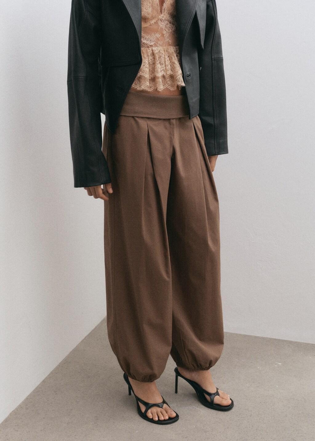 Brown High-Waisted Harem Pants, Medium Brown, large image number 3