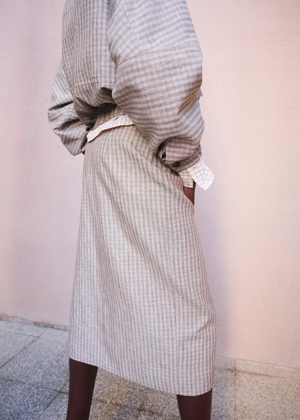 Grey Check Wrap Skirt, Light Pastel Grey, large image number 2