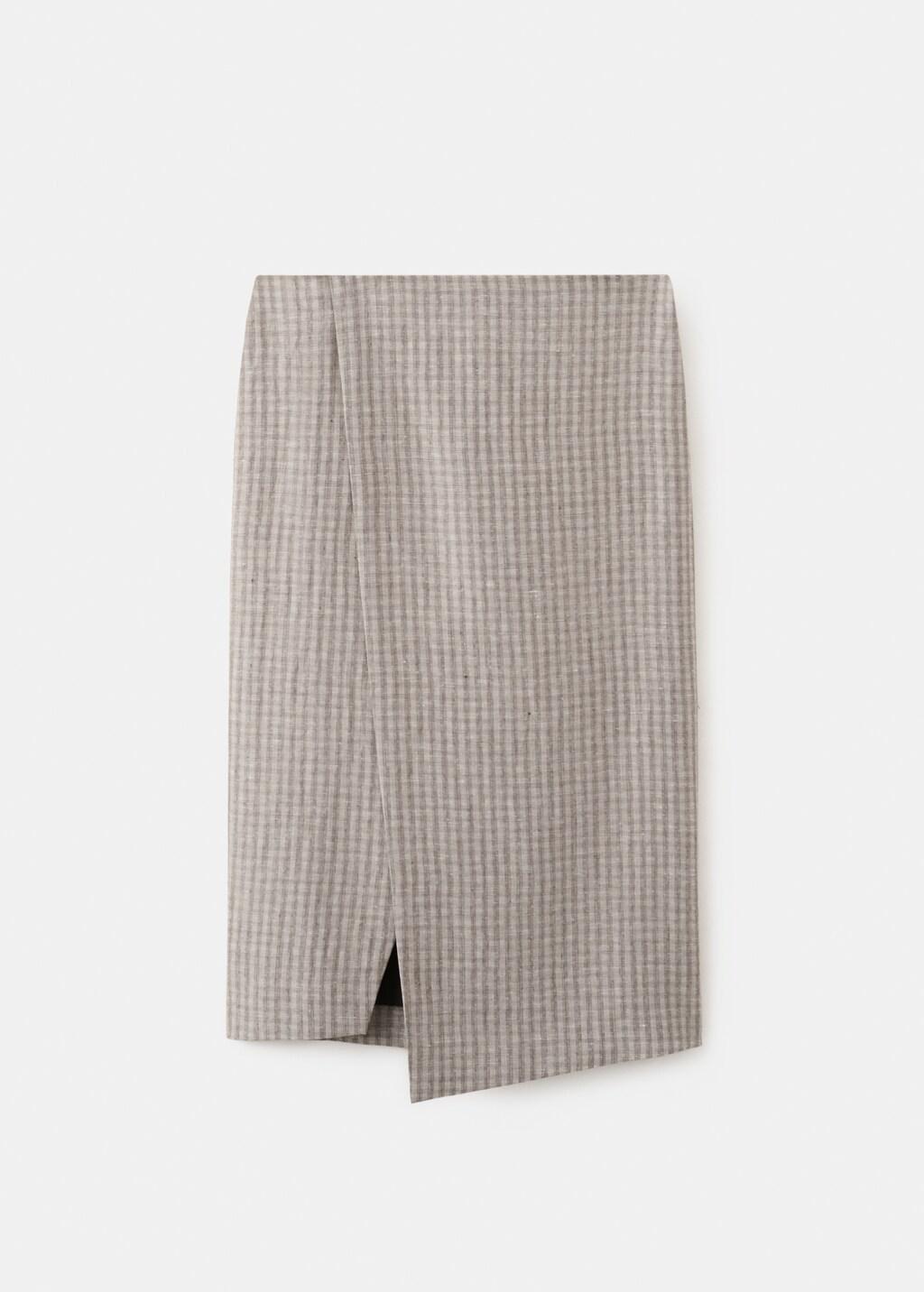 Grey Check Wrap Skirt, Light Pastel Grey, large image number 6